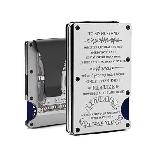 To My Husband Geschenk,Männer minimalistische personalisierte Gravur Metall Geldbörse von der Frau, Für Ehemann-Grau-001, Minimalistisch To My Husband Geschenk,Männer minimalistische personalisierte Gravur Metall Geldbörse von der Frau, Für Ehemann-Grau-001, Minimalistisch von FDKOBE
