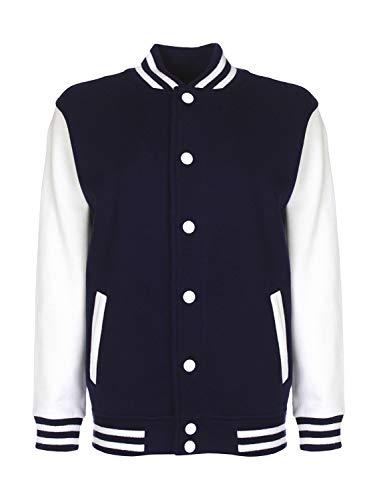 FDM: Kids` College Jacket FV002, Größe:9-10 (140);Farbe:Navy/White von FDM