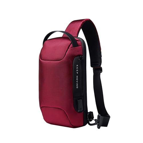 Diese moderne Umhängetasche verfügt über ein diebstahlsicheres Zahlenschloss, mehrere Fächer und einen verstellbaren Schultergurt und ist somit ideal zum Wandern und Trekking (Rot) von FDOIUTU