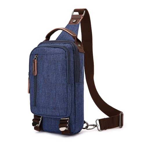 FDOIUTU Diebstahlsichere Umhängetasche mit mehreren Reißverschlussfächern, wasserdichtem Material und einem verstellbaren Schultergurt – perfekt für den Alltag (Dunkelblau) von FDOIUTU
