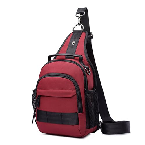 FDOIUTU Diese moderne Umhängetasche verfügt über mehrere Reißverschlussfächer, einen verstellbaren Schultergurt und ein geräumiges Hauptfach (Jujube rot) von FDOIUTU