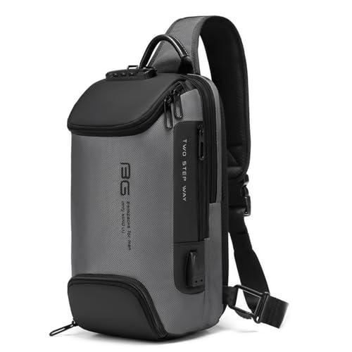 FDOIUTU Eine Unisex-Umhängetasche mit diebstahlsicherem Zahlenschloss, mehreren Fächern und einem verstellbaren Schultergurt – eine lässige Umhängetasche für den Alltag (Grau) von FDOIUTU