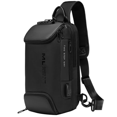 FDOIUTU Eine Unisex-Umhängetasche mit diebstahlsicherem Zahlenschloss, mehreren Fächern und einem verstellbaren Schultergurt – eine lässige Umhängetasche für den Alltag (Schwarz) von FDOIUTU