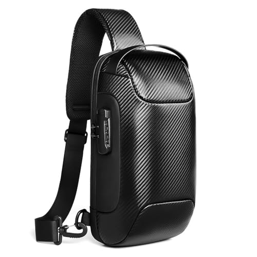 FDOIUTU Moderne Messenger Bag, Diebstahlsicheres Zahlenschloss, Mehrere Fächer, Verstellbarer Schultergurt, Lässige Umhängetasche, Geeignet Zum Wandern Und Arbeiten (Schwarz) von FDOIUTU