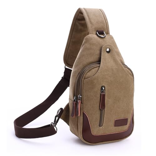 FDOIUTU Unisex Umhängetasche, Diebstahlsichere Messenger Bag, Mehrere Reißverschlussfächer, Verstellbarer Schultergurt, Moderne Umhängetasche für die Reise (Khaki) von FDOIUTU