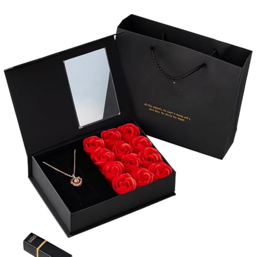 FDY Store Rose Geschenkbox mit "Ich liebe dich" Halskette - 100 Sprachen Projektion Ewige Rose Schmuck Set Romantisches Geschenk für Sie Geburtstag Jahrestag Valentinstag Weihnachten von FDY Store