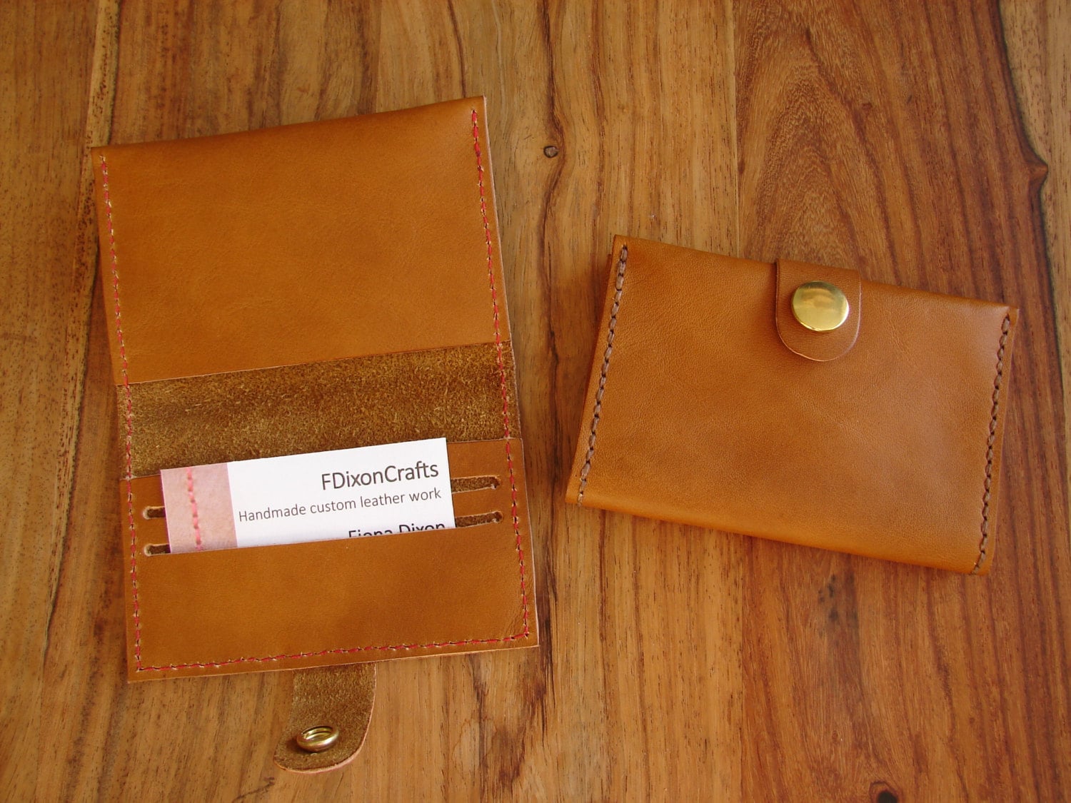 Hellbraune Ledertasche Für Karten, Bargeld Und Münzen Hellbraune Ledertasche Für Karten, Bargeld Und Münzen von FDixonCrafts