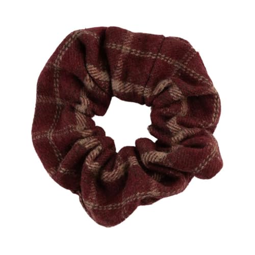 FDreaM Stoff-Haarseil für Damen, Haar-Accessoires, Mädchen, kariert, gestrickt, Donut-Haarband, elastisches Gummiband, Haarkreis, Pferdeschwanz-Halter (rot) von FDreaM