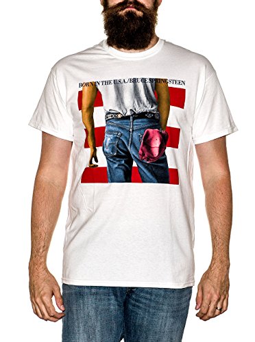 Old Glory Bruce Springsteen Born in The USA Herren T-Shirt, Weiß, Groß von FEA Merchandising