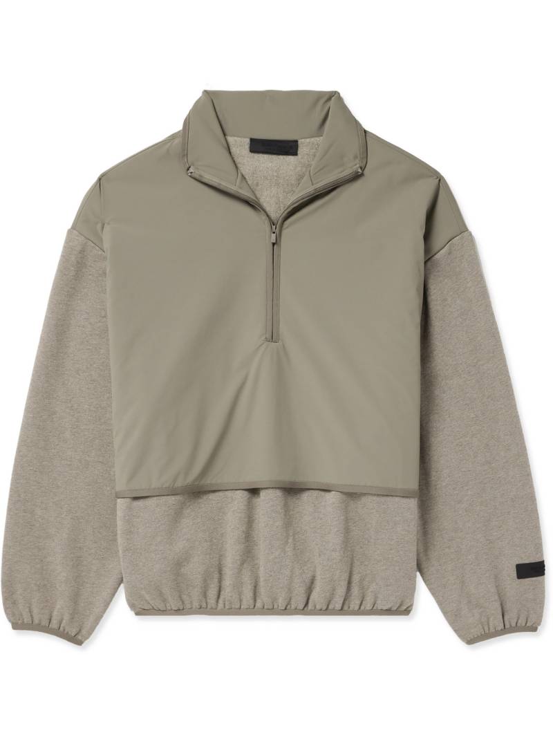 FEAR OF GOD ESSENTIALS - Layered Cotton-Blend Fleece and Shell Half-Zip Sweatshirt - Men - Gray - M von FEAR OF GOD ESSENTIALS