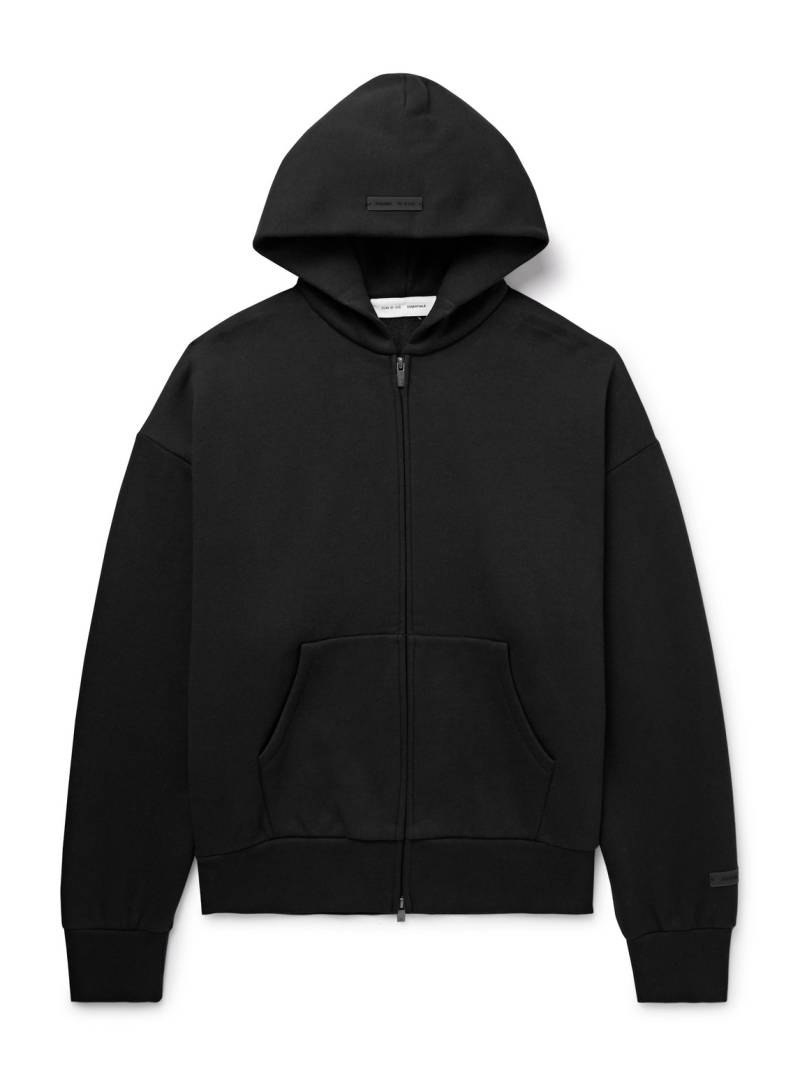 FEAR OF GOD ESSENTIALS - Logo-Appliquéd Cotton-Blend Jersey Zip-Up Hoodie - Men - Black - M von FEAR OF GOD ESSENTIALS