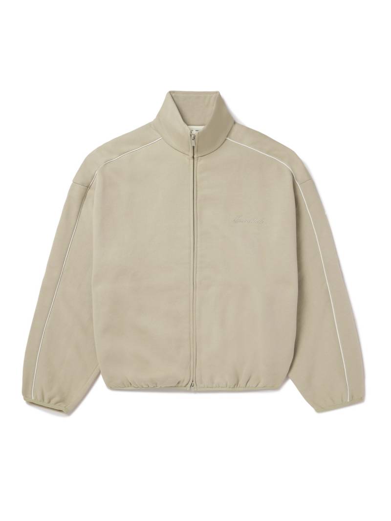 FEAR OF GOD ESSENTIALS - Oversized Logo-Appliquéd Cotton-Blend Jersey Zip-Up Sweatshirt - Men - Neutrals - M von FEAR OF GOD ESSENTIALS