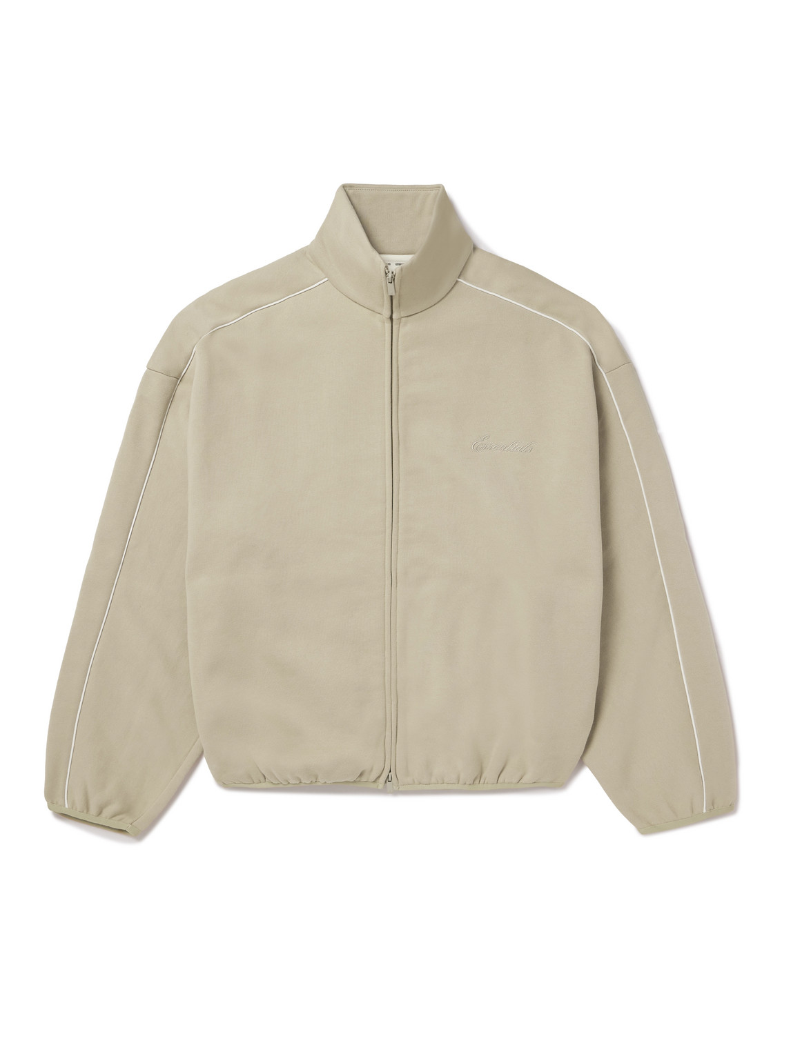 FEAR OF GOD ESSENTIALS - Oversized Logo-Appliquéd Cotton-Blend Jersey Zip-Up Sweatshirt - Men - Neutrals - XXL von FEAR OF GOD ESSENTIALS