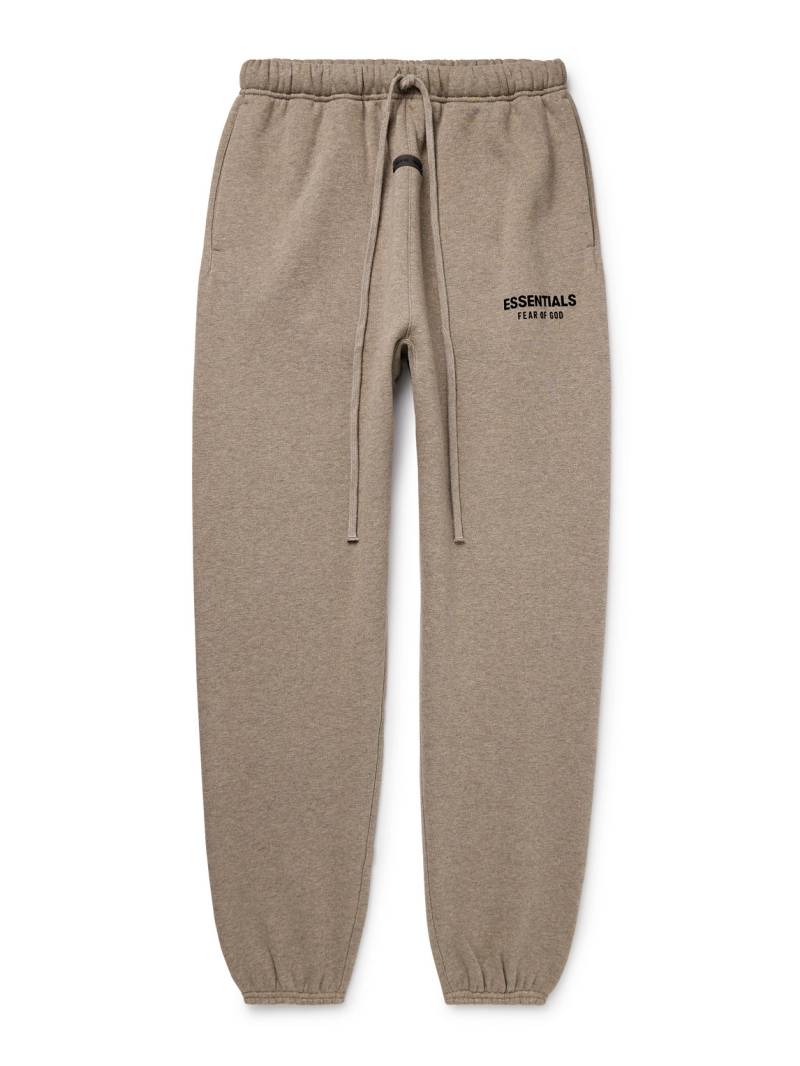 FEAR OF GOD ESSENTIALS - Tapered Logo-Appliquéd Cotton-Blend Jersey Sweatpants - Men - Brown - M von FEAR OF GOD ESSENTIALS