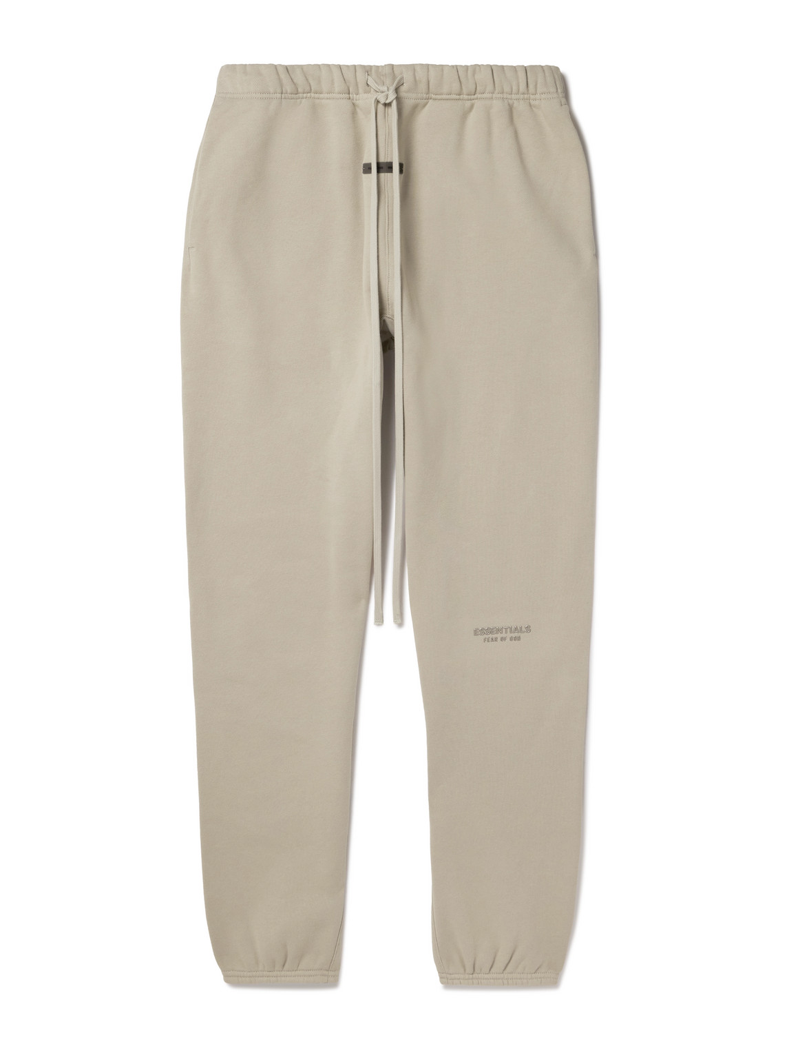 FEAR OF GOD ESSENTIALS - Tapered Logo-Appliquéd Cotton-Blend Jersey Sweatpants - Men - Neutrals - M FEAR OF GOD ESSENTIALS - Tapered Logo-Appliquéd Cotton-Blend Jersey Sweatpants - Men - Neutrals - M von FEAR OF GOD ESSENTIALS