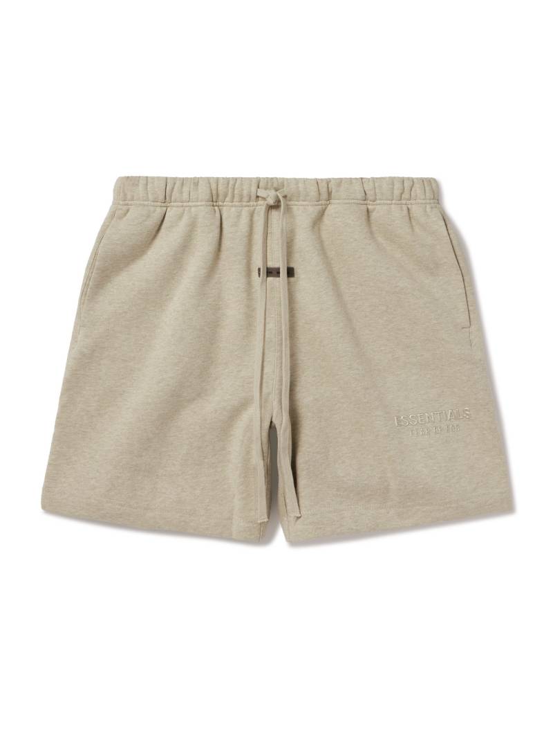 FEAR OF GOD ESSENTIALS - Wide-Leg Logo-Appliquéd Cotton-Blend Jersey Drawstring Shorts - Men - Gray - S von FEAR OF GOD ESSENTIALS