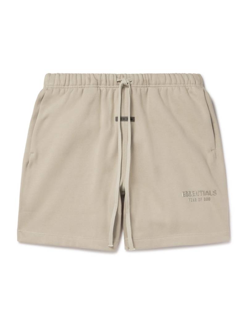 FEAR OF GOD ESSENTIALS - Wide-Leg Logo-Appliquéd Cotton-Blend Jersey Drawstring Shorts - Men - Neutrals - XXL von FEAR OF GOD ESSENTIALS