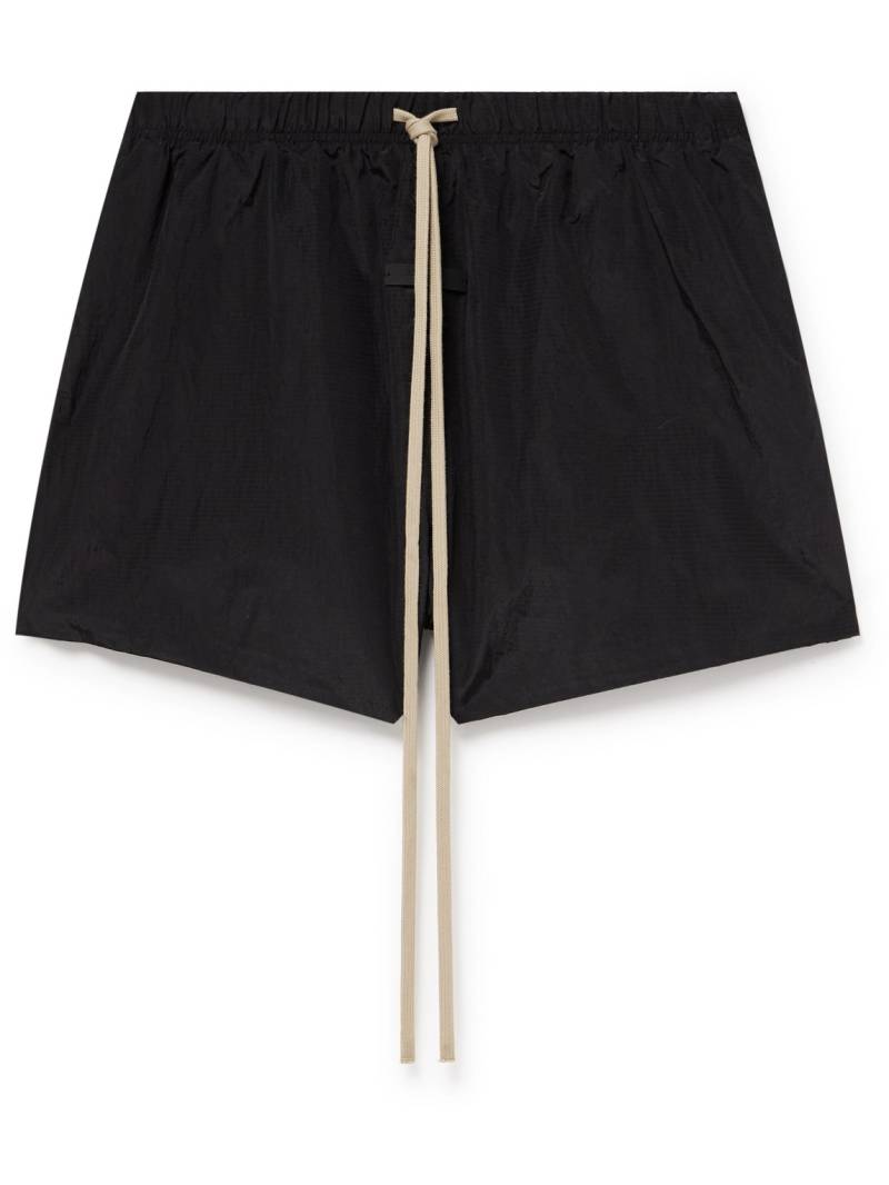 FEAR OF GOD ESSENTIALS - Wide-Leg Logo-Appliquéd Crinkled Nylon-Ripstop Drawstring Shorts - Men - Black - XXL von FEAR OF GOD ESSENTIALS