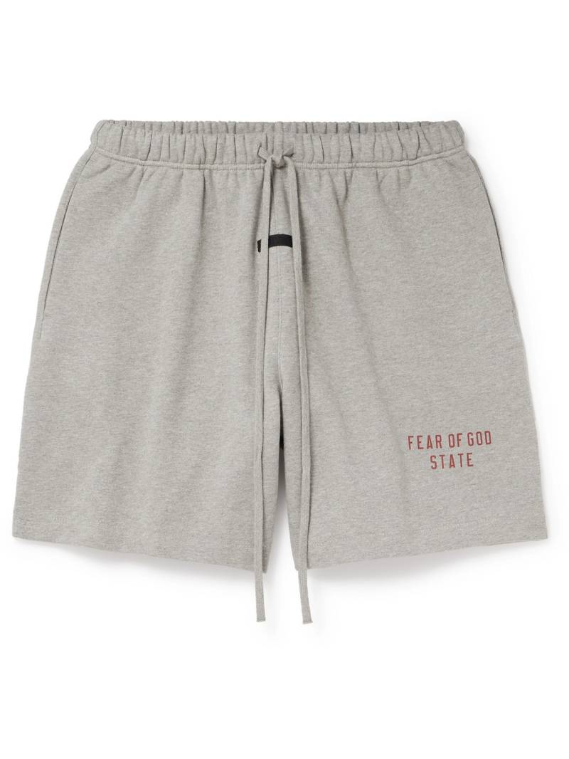 FEAR OF GOD ESSENTIALS - Wide-Leg Logo-Print Cotton-Blend Jersey Drawstring Shorts - Men - Gray - XXL von FEAR OF GOD ESSENTIALS