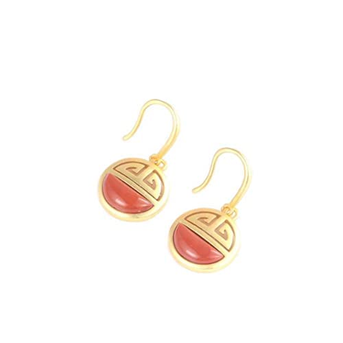 Angstring für Frauen, Stimmungsringe, Geschenkring, S925 Sterling Silber plattiert Intarsiert roter Achat Anhänger Ohrhaken kleine Aussparung Damen Ohrringe Ring (Farbe: Ohrringe Angstring für Frauen, Stimmungsringe, Geschenkring, S925 Sterling Silber plattiert Intarsiert roter Achat Anhänger Ohrhaken kleine Aussparung Damen Ohrringe Ring (Farbe: Ohrringe von FEATUR