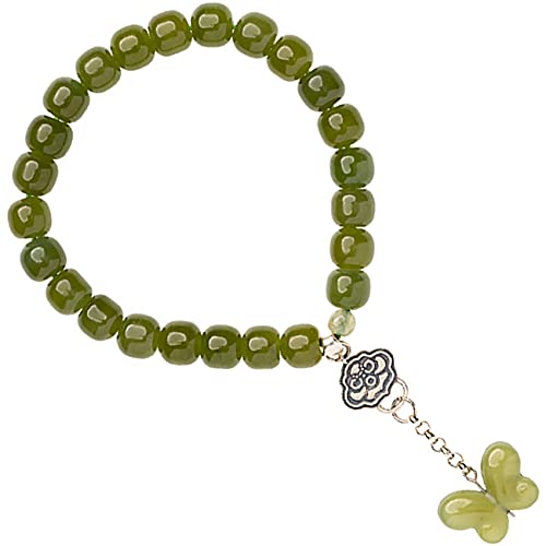 FEATUR Feng Shui Armband Reichtum Natursteine Hetian Jade Charm-Armband aus antikem Silber 7 mm Reiki Chakra CR Cinaber (Farbe : 9 x 10 mm) von FEATUR