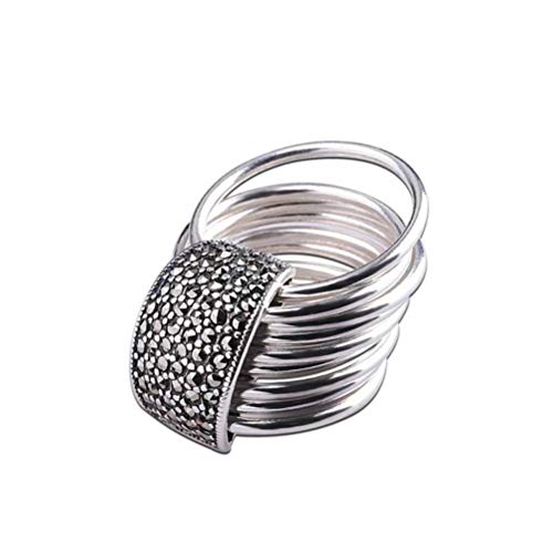 Herren Ringe Edelstahl Ringe Ehering Versprechen Ring Chinesischer Stil Thai Silber Schmuck S925 Pure Silber Ring Modeschmuck Damen Ring Neun Ketten von FEATUR