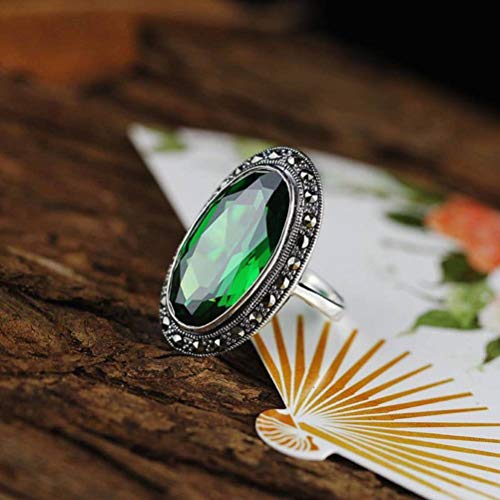 Herrenringe Edelstahlringe, Ehering Versprechen, Chinesischer Stil Ring Schmuck S925 Reines Silber Ring Thai Persönlichkeit Schmuck Weiblicher Kristall Ring v von FEATUR