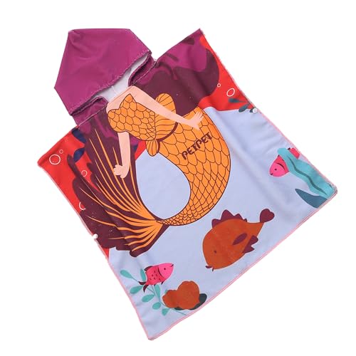 FEBE Badeponcho Kinder Mermaid Badetuch Mit Kapuze Bademantel für Kleinkind von FEBE