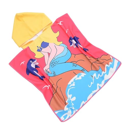 FEBE Badeponcho Kinder Nixe und Delfine Badetuch Mit Kapuze Bademantel für Kleinkind von FEBE