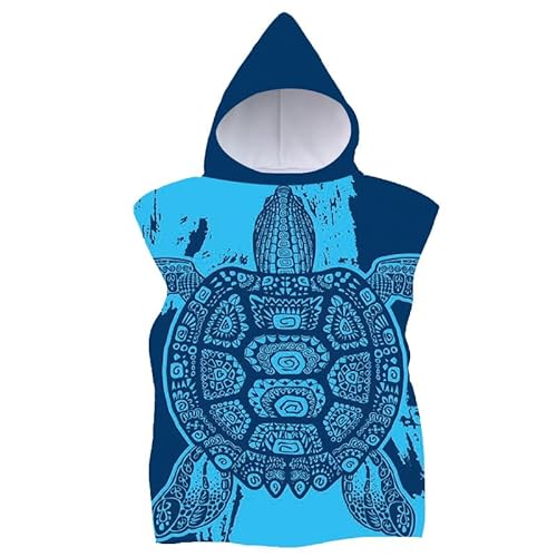 FEBE Badeponcho Kinder Schildkröte Muster Badetuch Mit Kapuze Bademantel für Kleinkind Strandponcho Strandtuch von FEBE