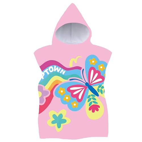 FEBE Badeponcho Kinder Schmetterling Muster Badetuch Mit Kapuze Bademantel für Kleinkind Strandponcho Strandtuch von FEBE
