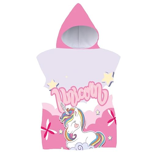 FEBE Badeponcho Kinder Unicorn Muster Badetuch Mit Kapuze Bademantel für Kleinkind Strandponcho Strandtuch von FEBE