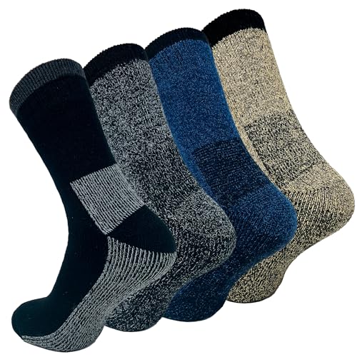 FEBE Thermo Wollsocken Herren 4 Paar 39-42 Warme Dicke Atmungsaktives 100% Wolle Winter Socken Wandersocken von FEBE