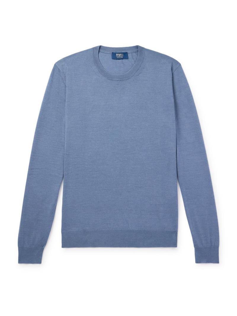 FEDELI - Argentina Slim-Fit Cashmere and Silk-Blend Sweater - Men - Blue - IT 56 von FEDELI