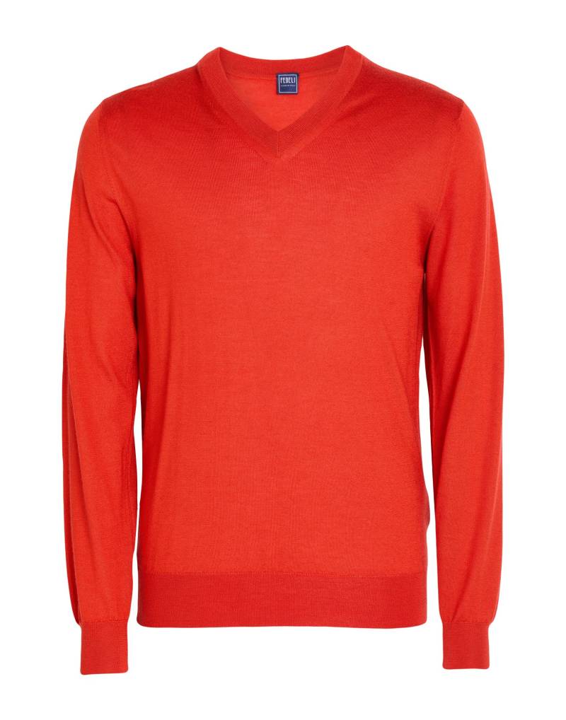 FEDELI Pullover Herren Tomatenrot von FEDELI