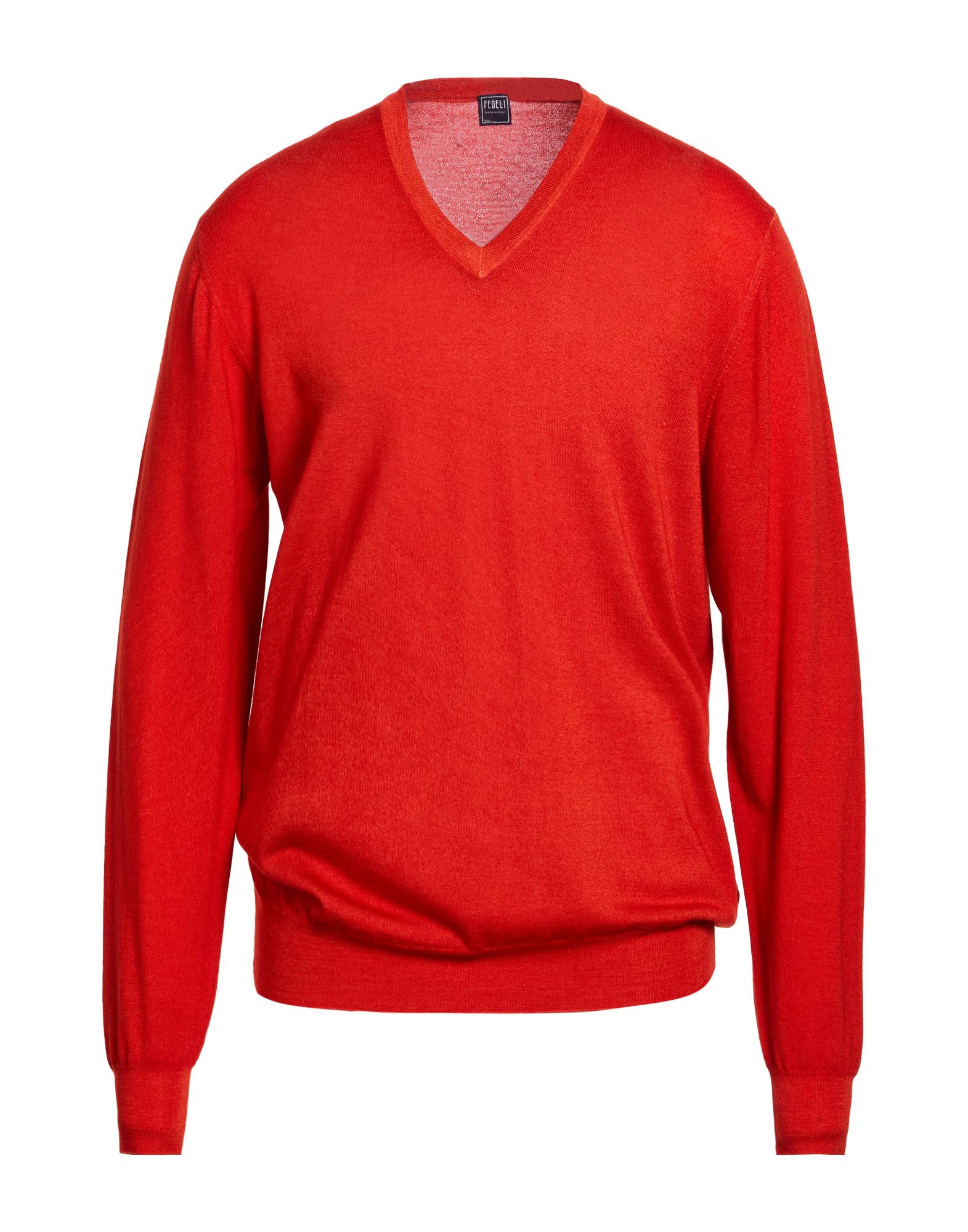 FEDELI Pullover Herren Tomatenrot von FEDELI