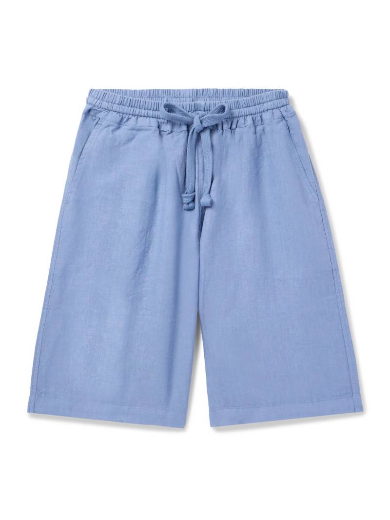FEDELI - Vico Straight-Leg Linen Drawstring Shorts - Men - Blue - M von FEDELI