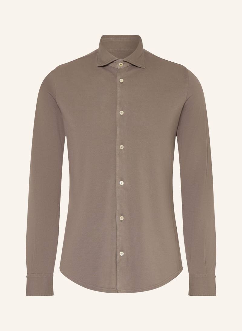 Fedeli Piqué-Hemd Stelve Slim Fit beige von FEDELI