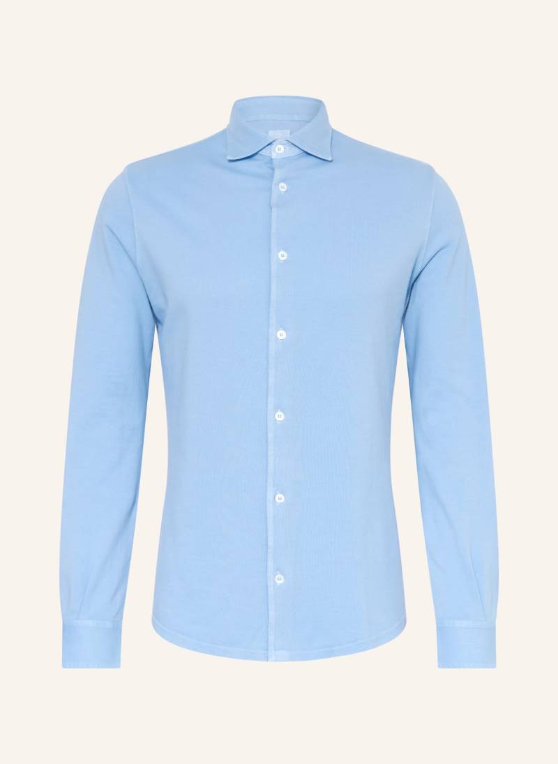 Fedeli Piqué-Hemd Stelve Slim Fit blau von FEDELI