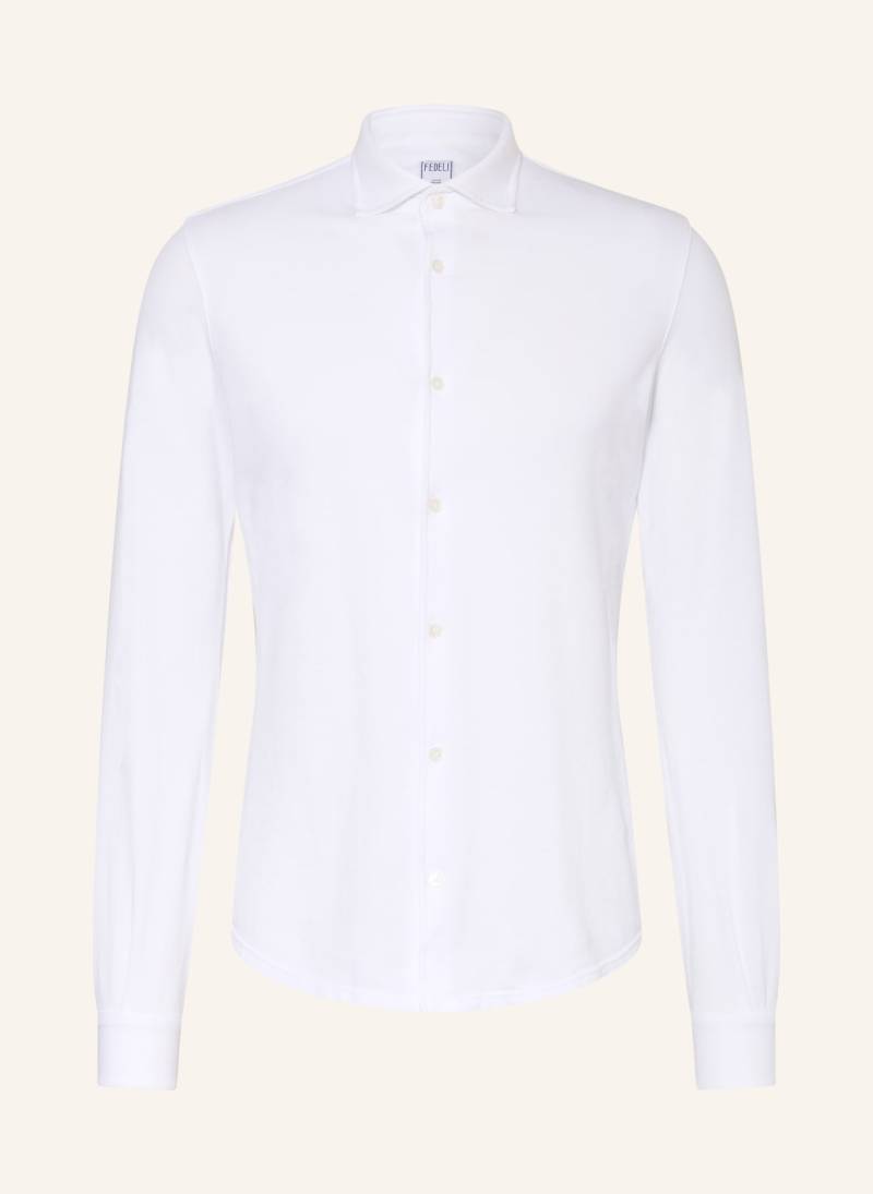 Fedeli Piqué-Hemd Stelve Slim Fit weiss von FEDELI