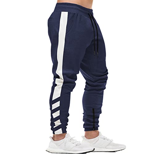 FEDTOSING Herren Jogginghose Fitness Sporthose Baumwolle Slime Fit Hose Joggers Streetwear Freizeithose Laufen Trainningshose Blau-1 2XL von FEDTOSING