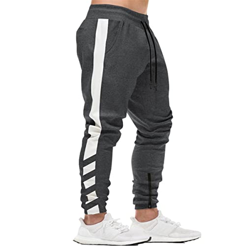 FEDTOSING Herren Jogginghose Fitness Sporthose Baumwolle Slime Fit Hose Joggers Streetwear Freizeithose Laufen Trainningshose Dunkelgrau-1 S von FEDTOSING