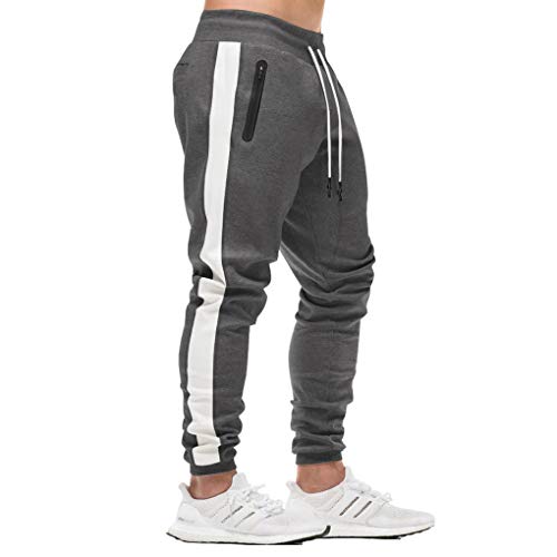 FEDTOSING Herren Jogginghose Fitness Sporthose Baumwolle Slime Fit Hose Joggers Streetwear Freizeithose Laufen Trainningshose Dunkelgrau 2XL von FEDTOSING