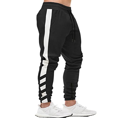 FEDTOSING Herren Jogginghose Fitness Sporthose Baumwolle Slime Fit Hose Joggers Streetwear Freizeithose Laufen Trainningshose Schwarz-1 2XL von FEDTOSING