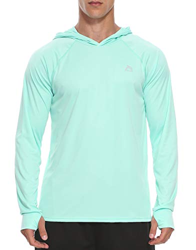 FEDTOSING Herren Outdoor UPF 50+ Sonnenschutz Hoodie Langarm T Shirt Schnelltrocknendes UV Shirt Laufen Angeln mit Daumenlöchern Green 3XL von FEDTOSING