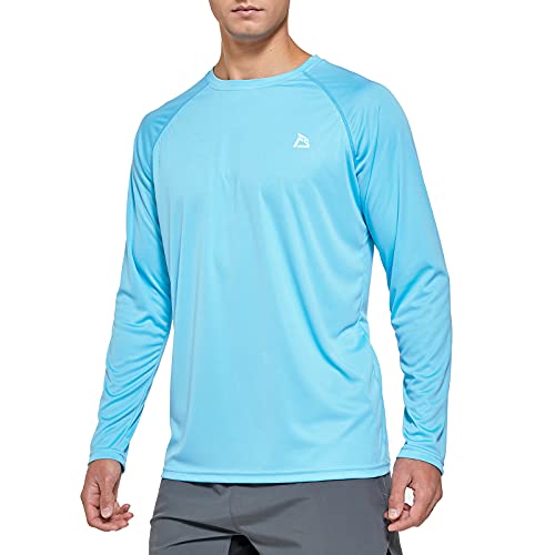 FEDTOSING Herren Sonnenschutz UPF 50+ UV/SPF Langarm T Shirt Outdoor Rashguard Shirts zum Laufen, Angeln, Wandern Blue XL von FEDTOSING