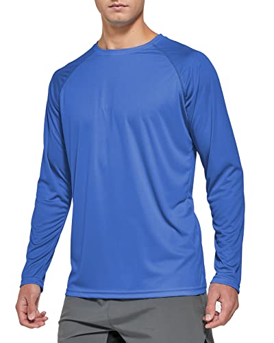 FEDTOSING Herren Sonnenschutz UPF 50+ UV/SPF Langarm T Shirt Outdoor Rashguard Shirts zum Laufen, Angeln, Wandern Color Blue 3XL von FEDTOSING