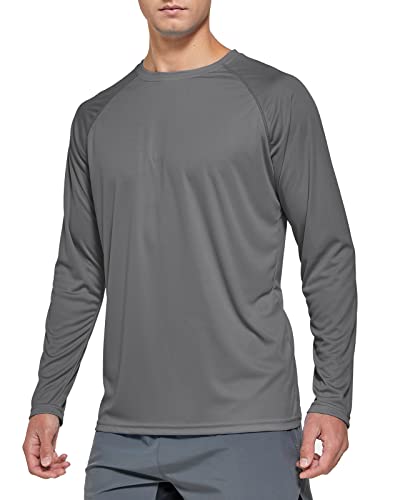 FEDTOSING Herren Sonnenschutz UPF 50+ UV/SPF Langarm T Shirt Outdoor Rashguard Shirts zum Laufen, Angeln, Wandern DEEP Grey L von FEDTOSING