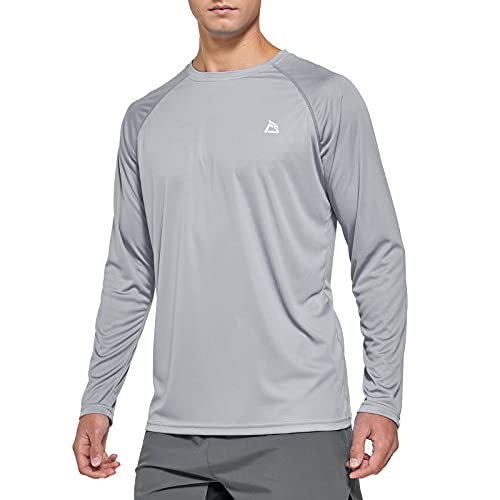 FEDTOSING Herren Sonnenschutz UPF 50+ UV/SPF Langarm T Shirt Outdoor Rashguard Shirts zum Laufen, Angeln, Wandern Grey 2XL von FEDTOSING