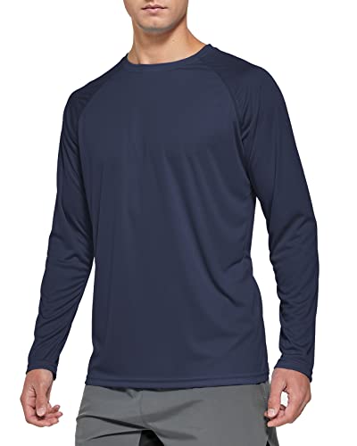 FEDTOSING Herren Sonnenschutz UPF 50+ UV/SPF Langarm T Shirt Outdoor Rashguard Shirts zum Laufen, Angeln, Wandern Navy 2XL von FEDTOSING